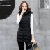 Áo dài nữ 2018 phiên bản Hàn Quốc có mũ có thể tháo rời màu rắn size lớn là áo vest cotton dày mỏng mùa thu và vest mùa đông Áo vest
