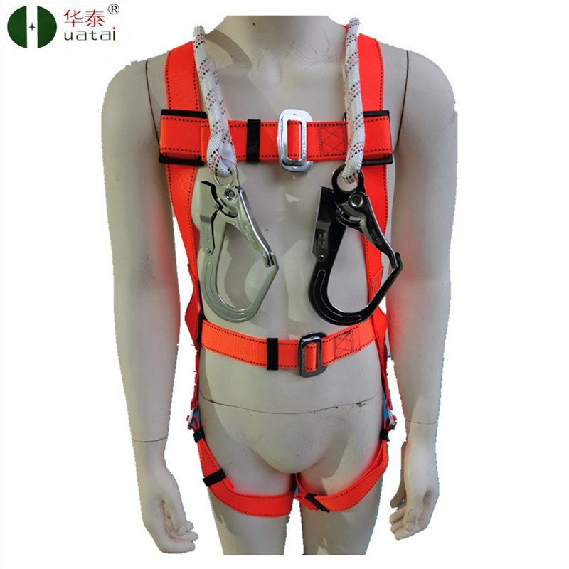 Huatai seat belt high strength polyester fiber Z-Y European style five-point type double large hook aloft safety belt LA certified