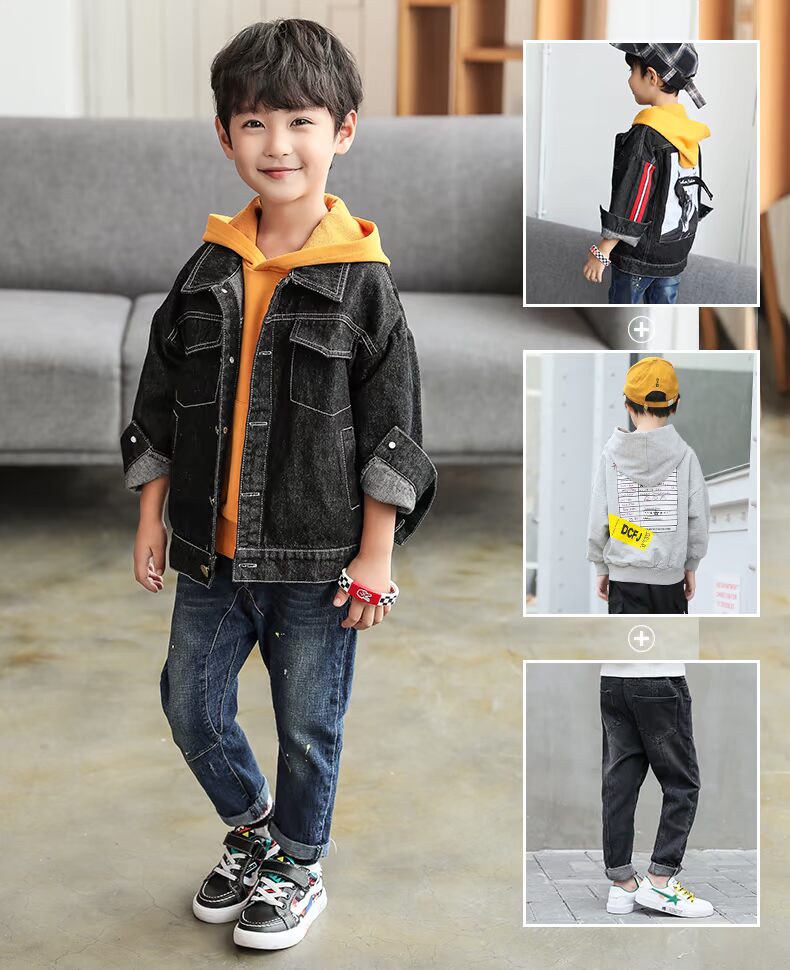 Áo khoác bé trai denim mùa xuân và mùa thu 2018 phiên bản mới của Hàn Quốc quần áo trẻ em mùa thu cho trẻ em quần áo sành điệu cho be gái