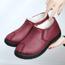 Winter Old Beijing Cloth Shoes Women Cotton Shoes Gush Thickening Warm Mom Cotton Boots Flat Bottom Anti-Slip Middle Aged Grandma Shoes