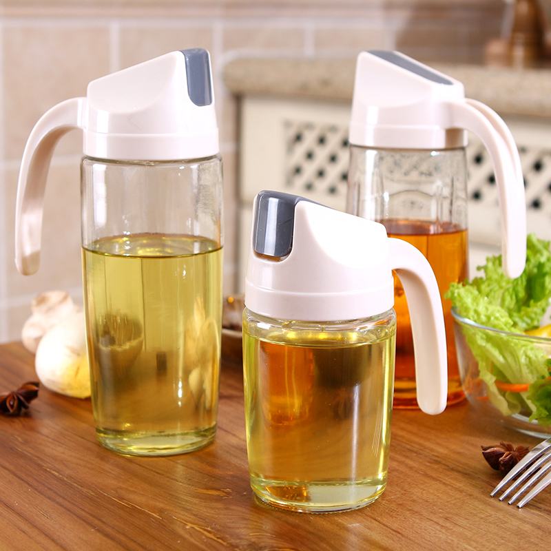 Household leak-proof glass oil pot Soy sauce jar bottle seasoning bottle Small vinegar pot Kitchen supplies with lid Sesame oil pot