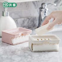 Fashion creative double drain bathroom soap soap box Multi-function send sponge washable bath table