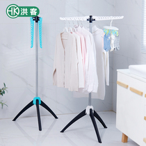 Simple indoor triangle folding clothes rack Floor-to-ceiling single pole clothes rack Balcony movable drying rack can be stored