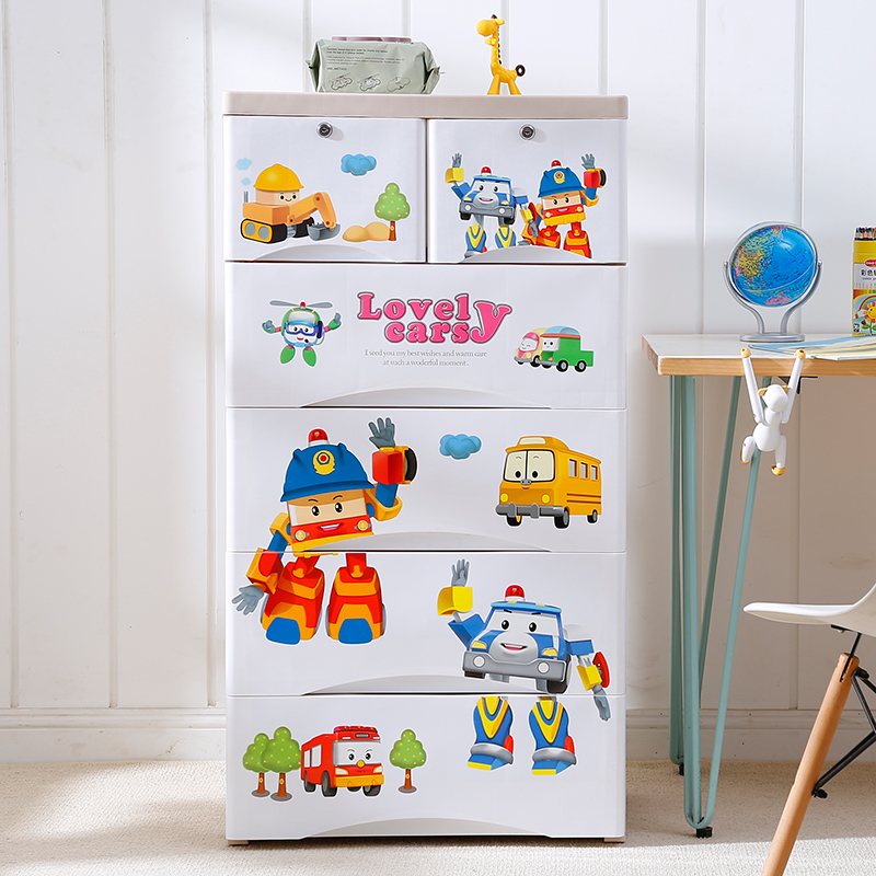 Hon Jia children's toy storage cabinet Baby baby wardrobe Contained Cabinet Plastic Drawer 5 Bucket Cabinet Debris Cabinet