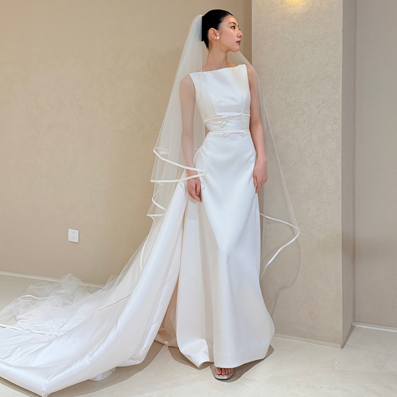 French-Style Light Wedding Dress 2026 New Model Bride Simple Niche Satin Wedding Dress with a High-End Feel and a Train, White Gown French-Style Light Wedding Dress 2026 New Model Bride Simple Niche Satin Wedding Dress with a High-End Feel and a Train, White Gown
