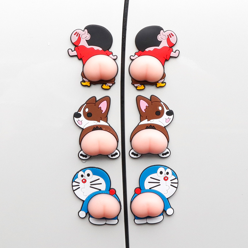 Cute crayon Xiaoxin ass sticker door anti-collision strip anti-scratch artifact mobile phone car rearview mirror 3D decoration