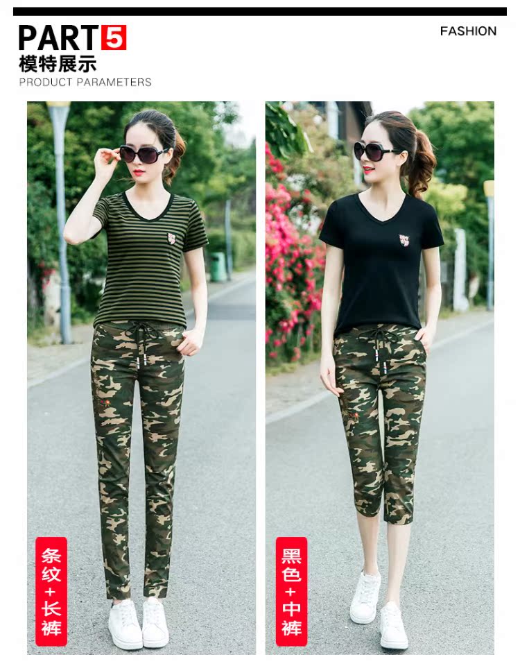 Mùa xuân và mùa hè mới sọc ngắn tay áo thun thủy thủ trang phục múa đội quân đội fan trang phục Hàn Quốc Slim nửa tay áo - Những người đam mê quân sự hàng may mặc / sản phẩm quạt quân đội quân phục rằn ri