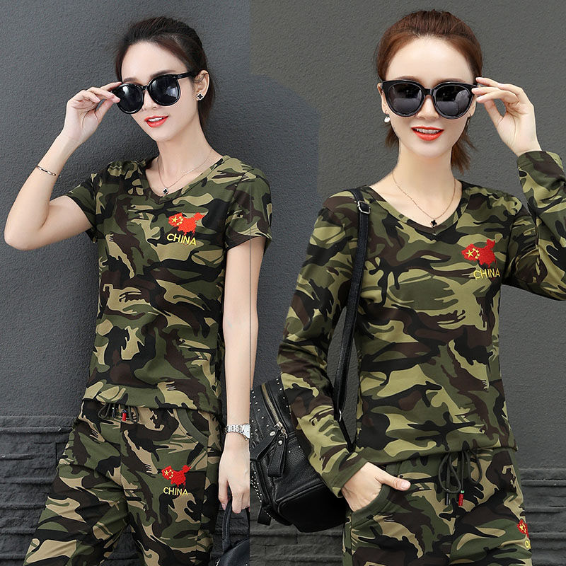 2021 fall camouflage undershirt long sleeve short sleeve T-shirt lover dress ground icon men and women blouses military outfits