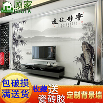 TV background wall tile Chinese new Chinese landscape painting Microcrystalline stone color carving film and television wall Chinese style Quiet Zhiyuan