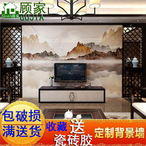 TV background wall tile New Chinese landscape painting Imitation marble 3d microcrystalline stone art atmospheric decoration film and television wall