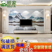 TV background wall tile puzzle case Imitation marble 3D high temperature microcrystalline stone Electro-optical atmosphere New Chinese landscape painting