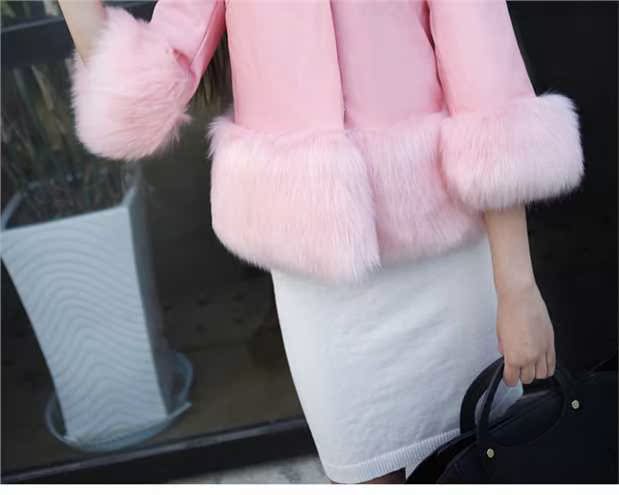 Châu Âu nhà ga giả lông cáo lông ngắn đoạn bảy điểm tay áo búp bê pu da lông áo khoác nữ áo da nữ zara