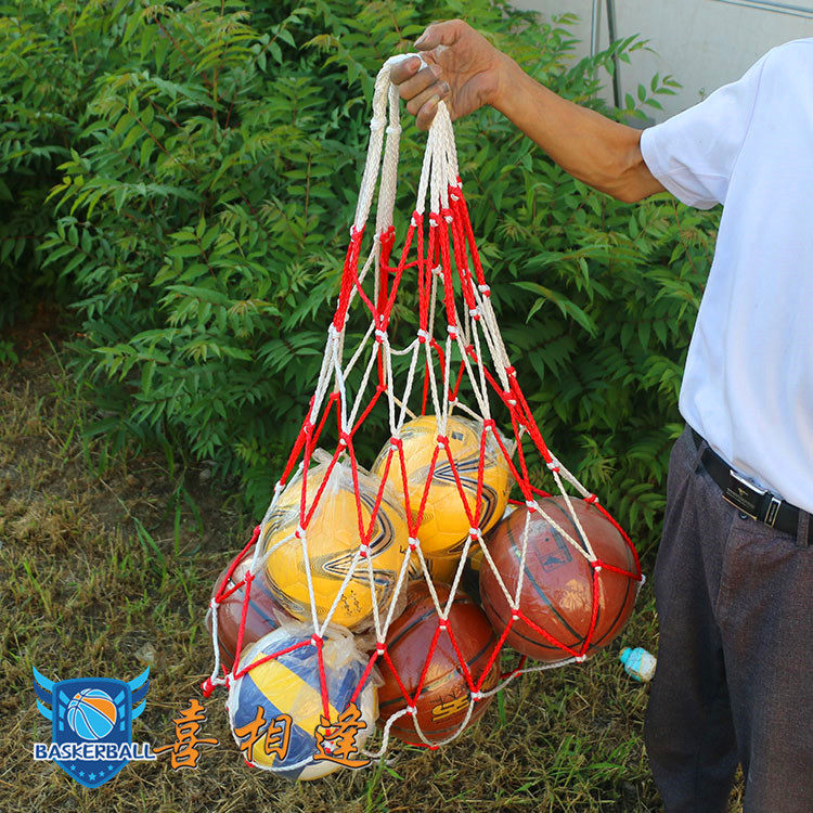 Special price large net pocket nylon plus coarse woven rope large net bag basketball foot ball bag volleyball bag and other can fit 8-10 balls