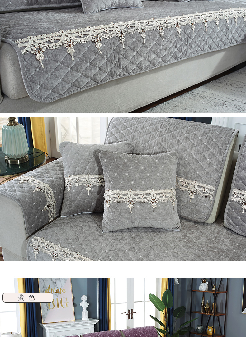 Sofa đệm đơn giản hiện đại sang trọng vải chống trượt bốn mùa phổ quát phòng khách gỗ rắn đệm sofa bìa khăn bao gồm tất cả - Ghế đệm / đệm Sofa dem ghe