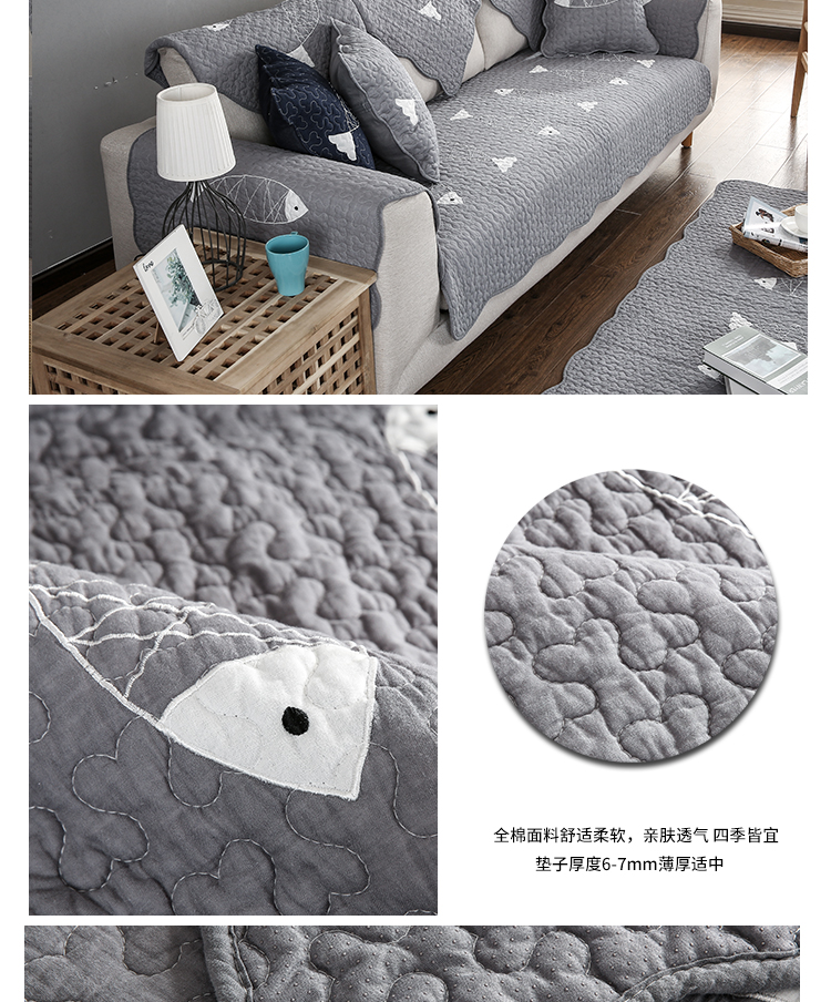 Bốn mùa phổ quát sofa đệm vải bông Bắc Âu đệm đơn giản hiện đại bông rắn gỗ chống trượt bọc khăn - Ghế đệm / đệm Sofa nệm mút d40