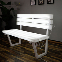 LED luminous park chair public long row anti-corrosion iron back chair bench bench outdoor square garden long Leisure chair