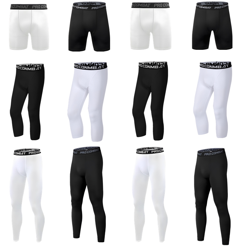 Basketball Compression Pants, Three-Quarter Length, Quick-Drying, High Elasticity, Fitness Training Sports Base Layer, Unisex Compression Gear, American Style