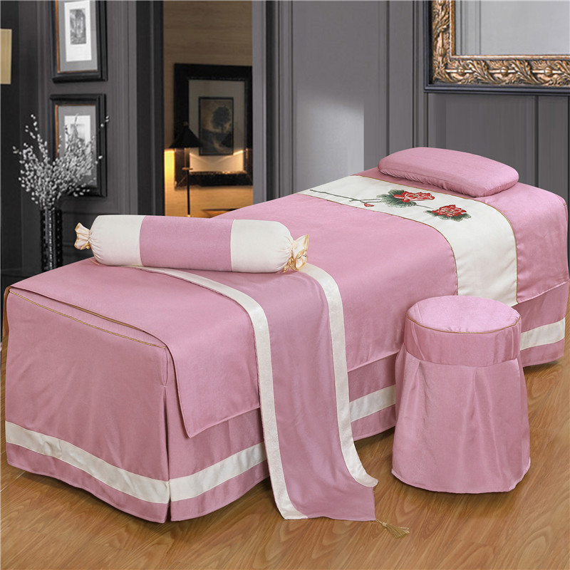 Vẻ đẹp châu âu trải giường bốn bộ cotton và linen màu rắn đơn giản beauty salon giường massage trải giường đặt tùy chỉnh