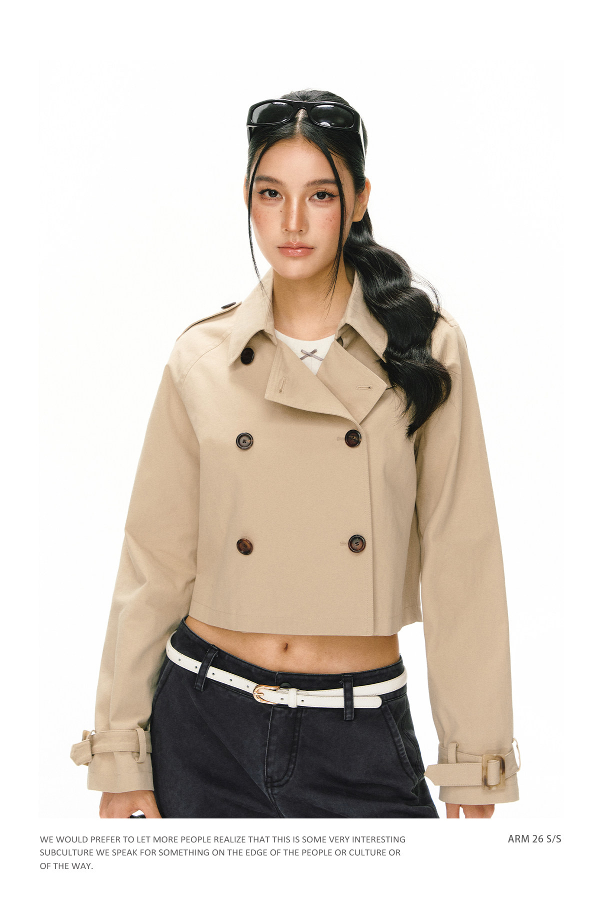 ARISEISM Cropped Khaki Trench Coat