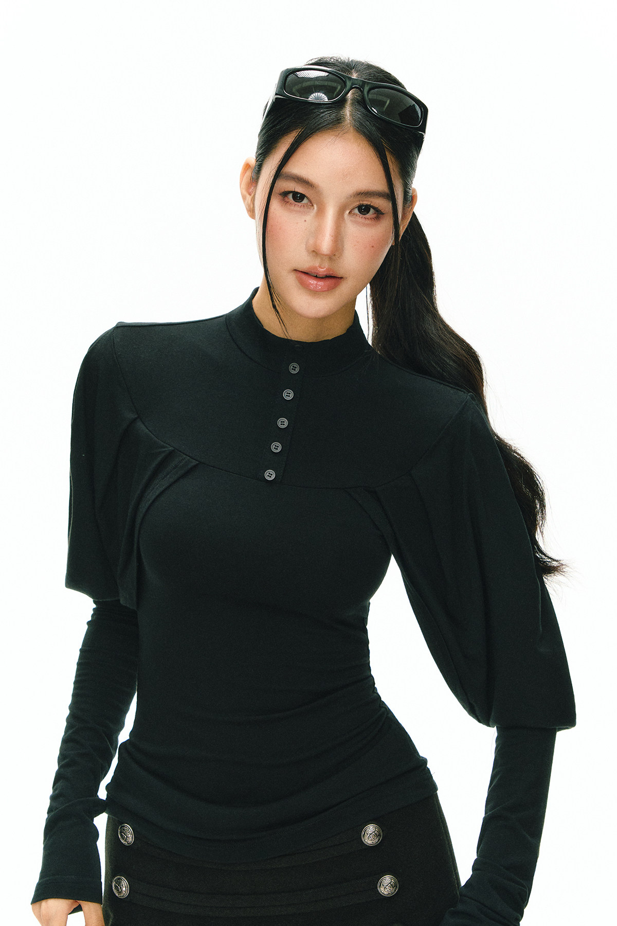 ARISEISM Black Cropped Long-Sleeve Tee
