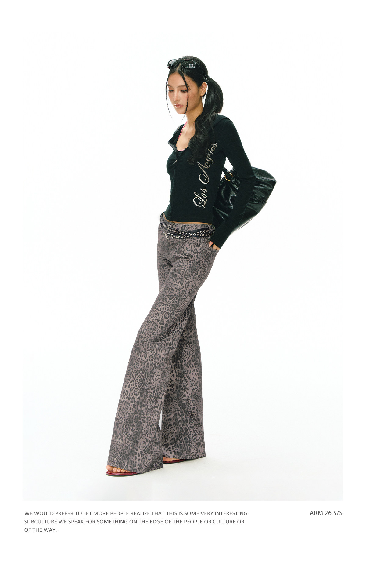 ARISEISM Leopard Print Low-Rise Flare Pants