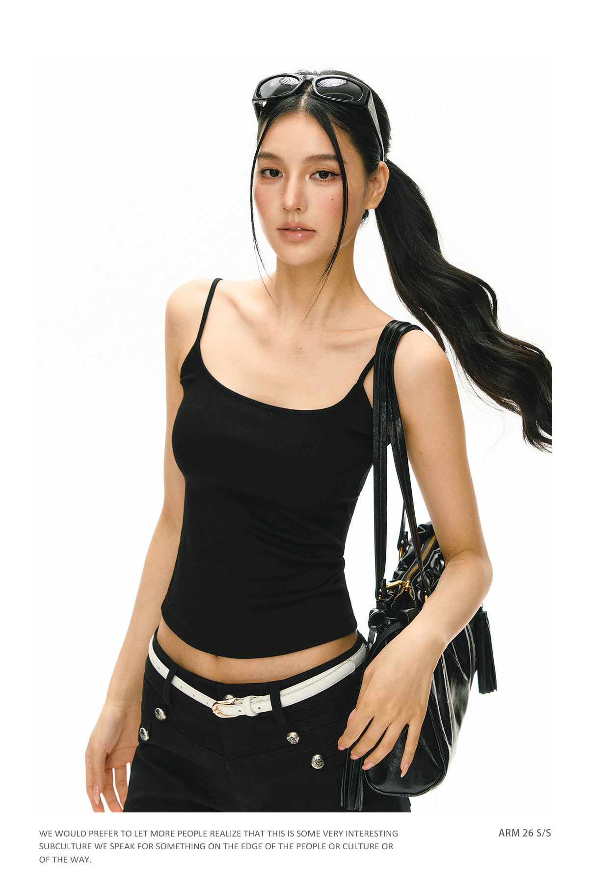 ARISEISM Black Cropped Cami Jacket Set