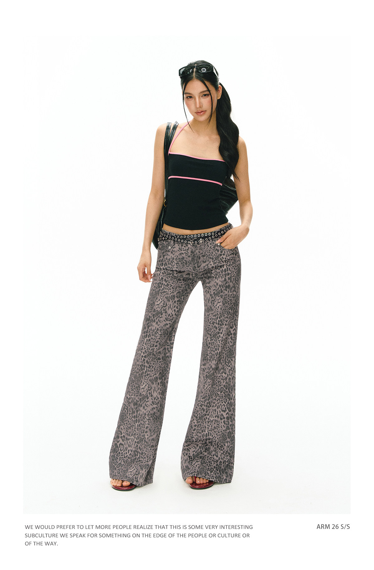 ARISEISM Leopard Print Low-Rise Flare Pants