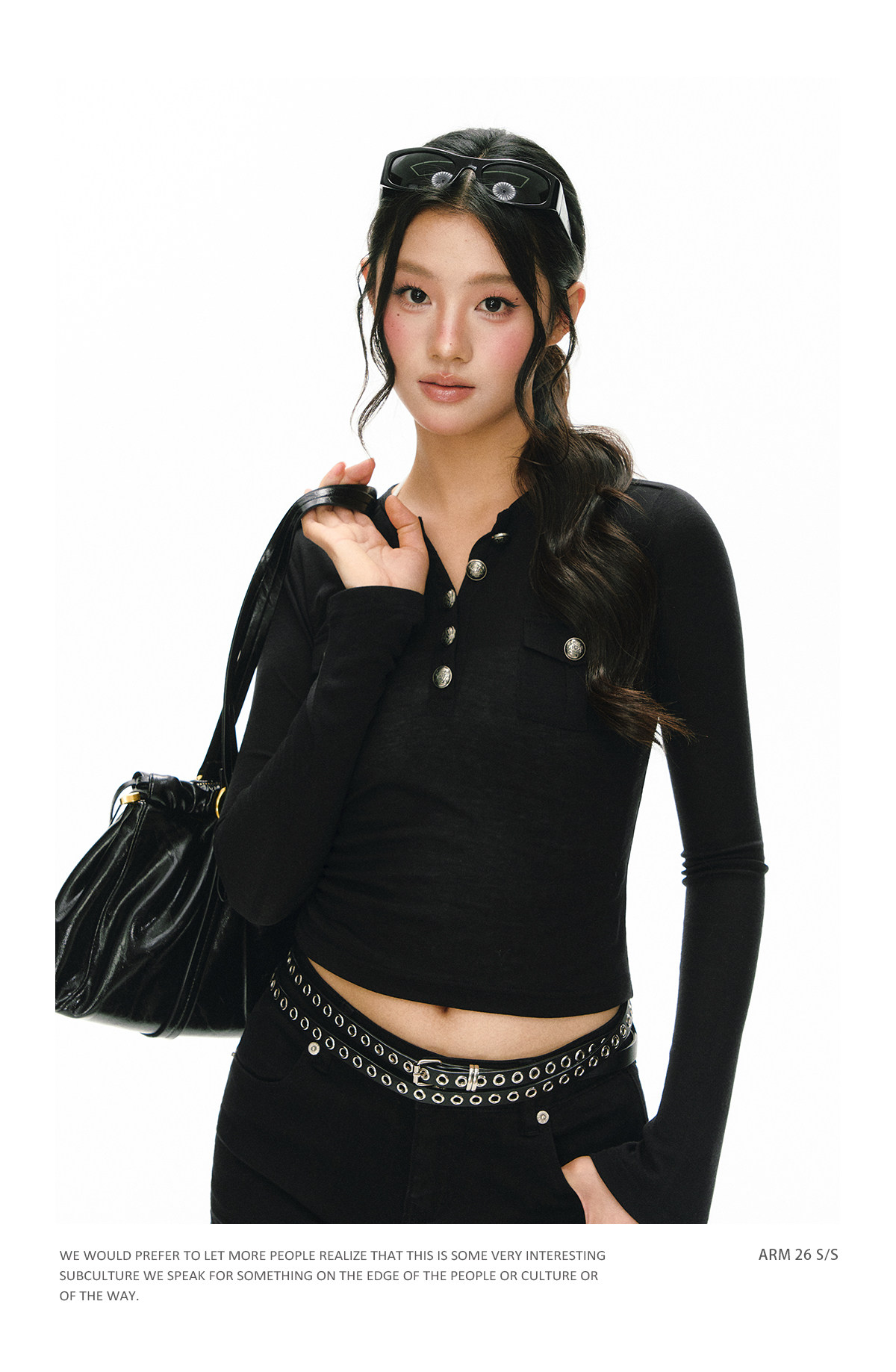 ARISEISM Black Slim-Fit Henley Top
