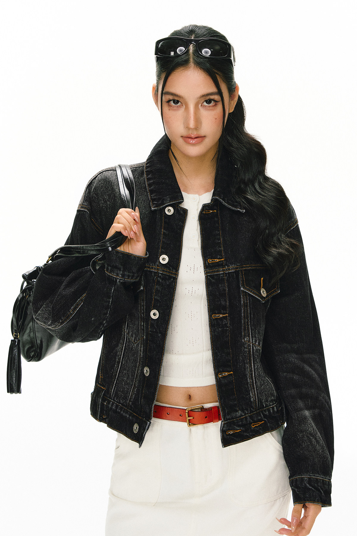 ARISEISM Retro Cropped Denim Jacket
