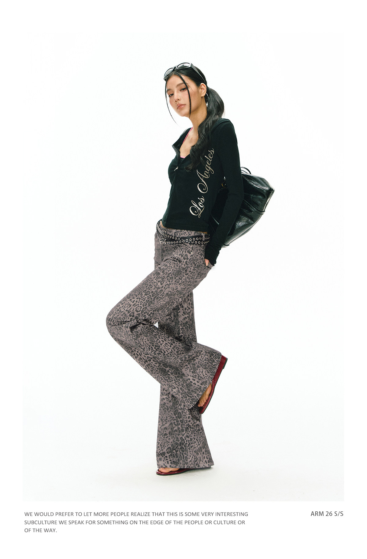 ARISEISM Leopard Print Low-Rise Flare Pants