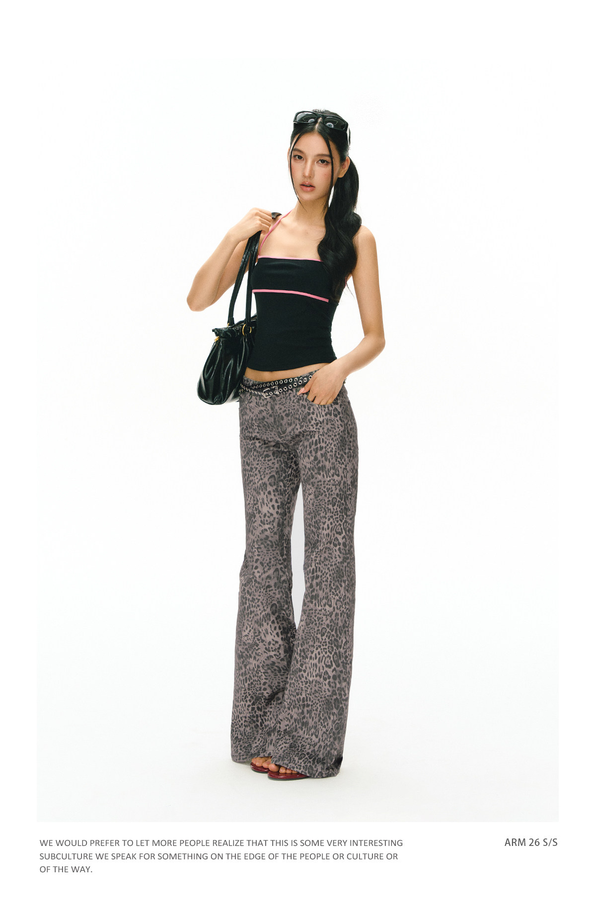 ARISEISM Leopard Print Low-Rise Flare Pants