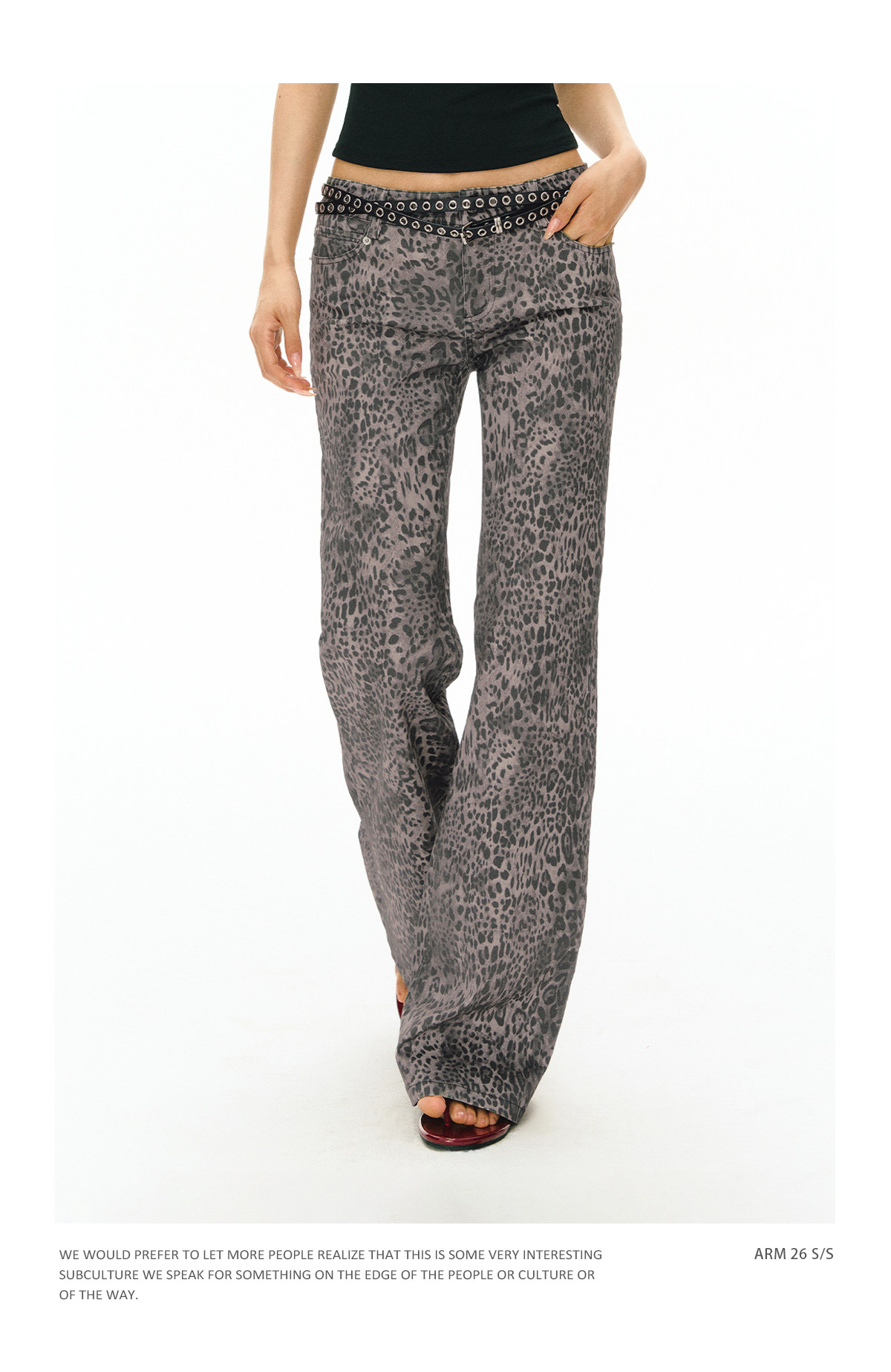 ARISEISM Leopard Print Low-Rise Flare Pants