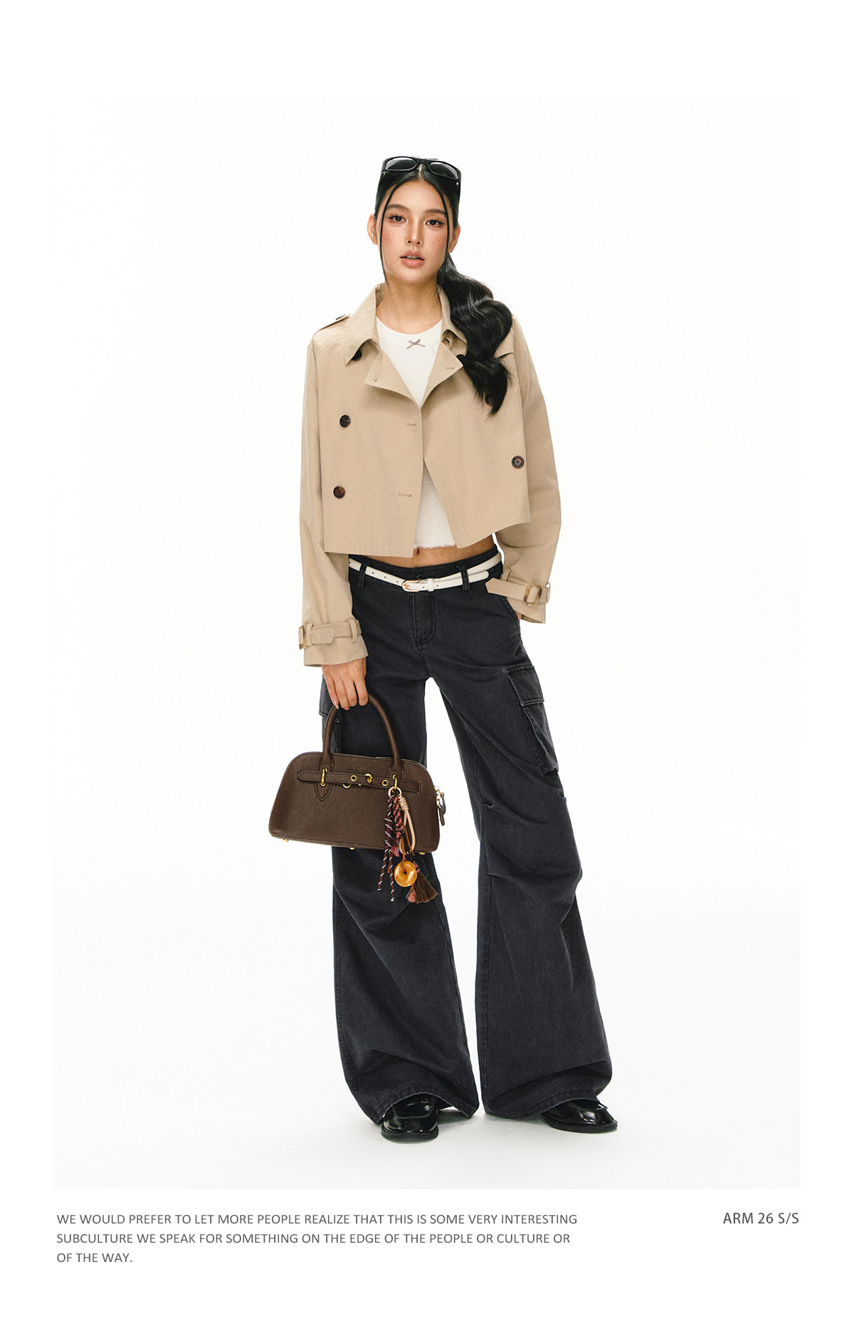 ARISEISM Cropped Khaki Trench Coat