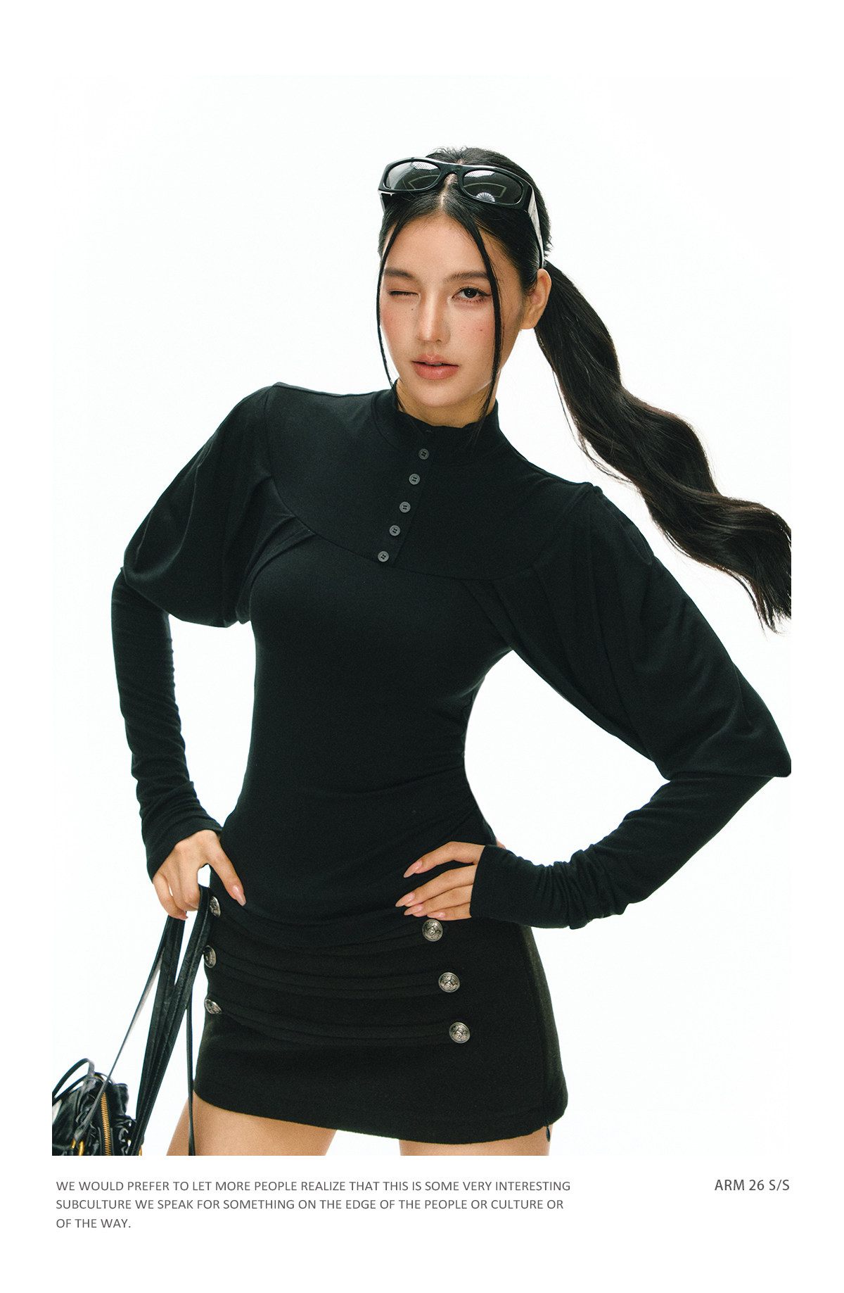 ARISEISM Black Cropped Long-Sleeve Tee