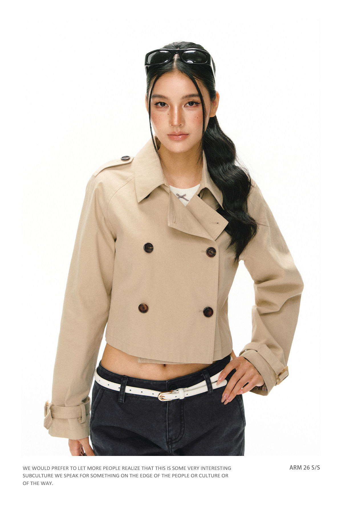ARISEISM Cropped Khaki Trench Coat