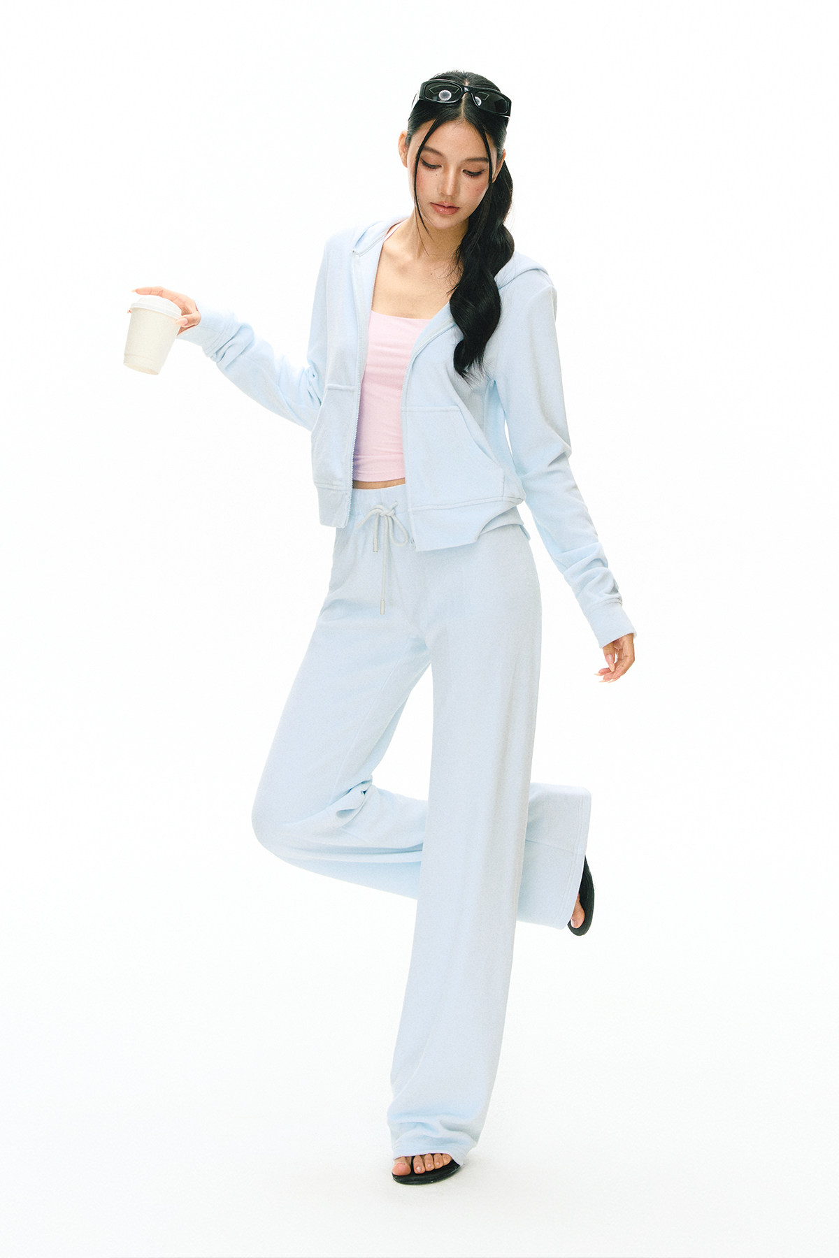 ARISEISM Zip-Up Cropped Sweatshirt Set