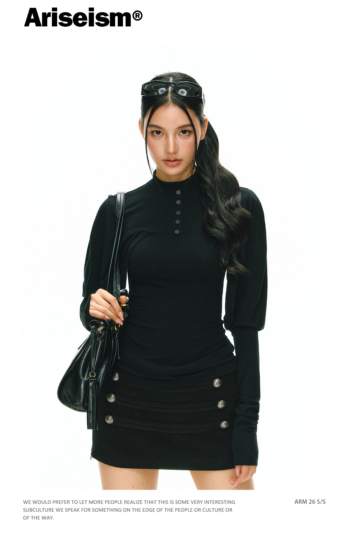 ARISEISM Black Cropped Long-Sleeve Tee