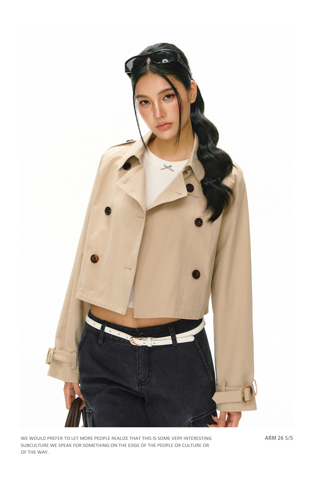 ARISEISM Cropped Khaki Trench Coat