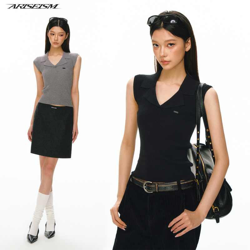 Ariseism Sleeveless Knitted Vest Women's Summer New Sweater Top Ariseism Sleeveless Knitted Vest Women's Summer New Sweater Top