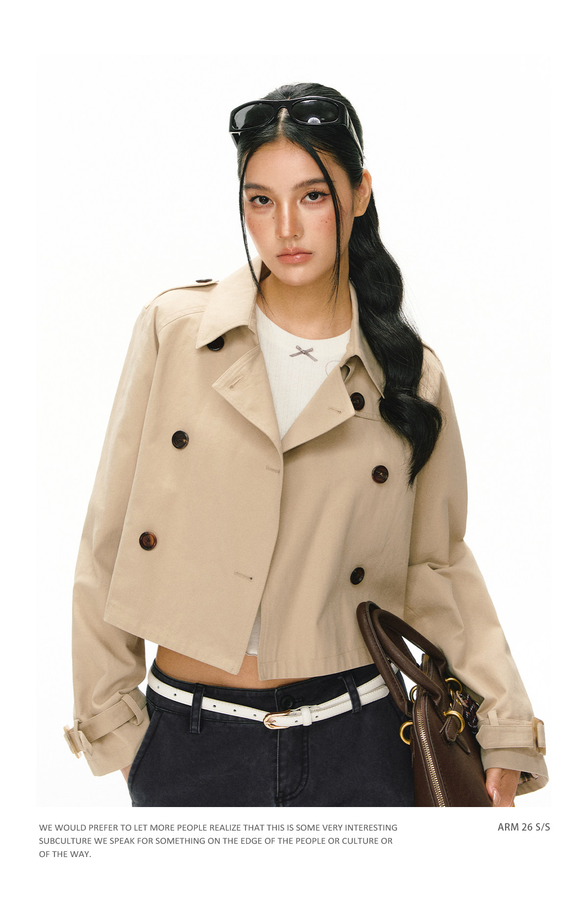 ARISEISM Cropped Khaki Trench Coat