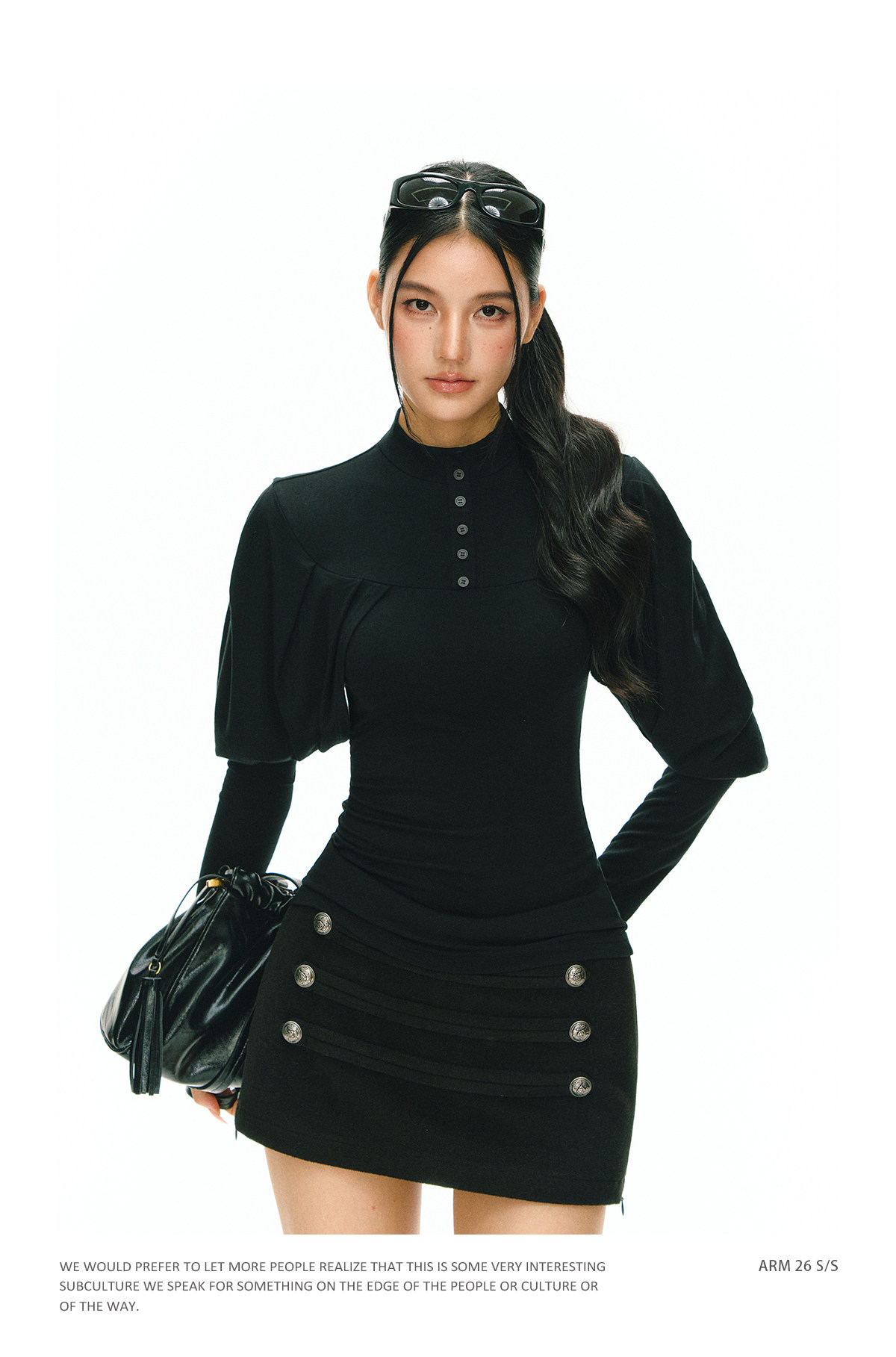 ARISEISM Black Cropped Long-Sleeve Tee