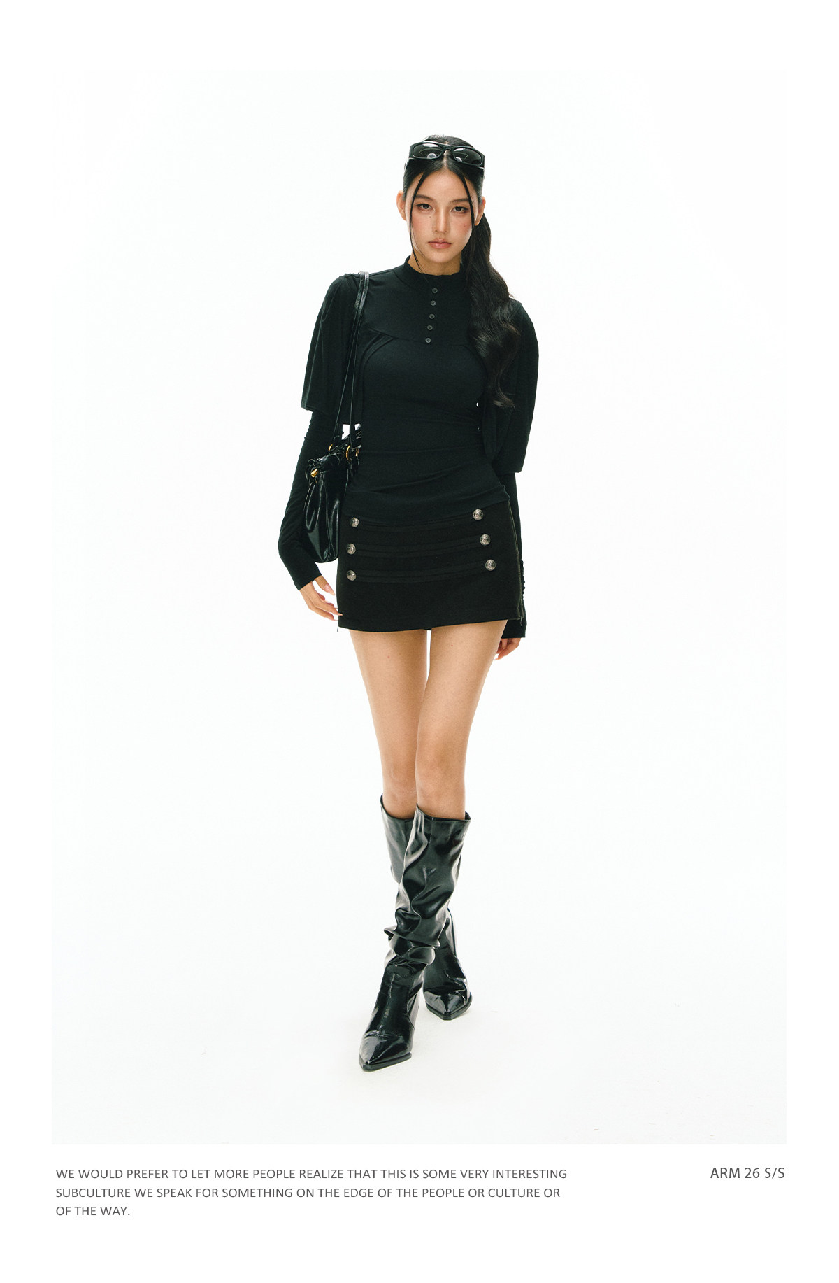 ARISEISM Black Cropped Long-Sleeve Tee