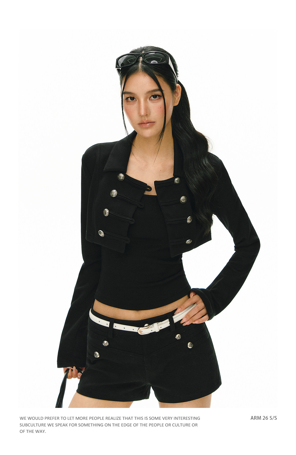 ARISEISM Black Cropped Cami Jacket Set