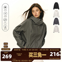 Ariseism American retro three-proof outdoor hooded jacket for women 2024 spring and autumn new casual tops