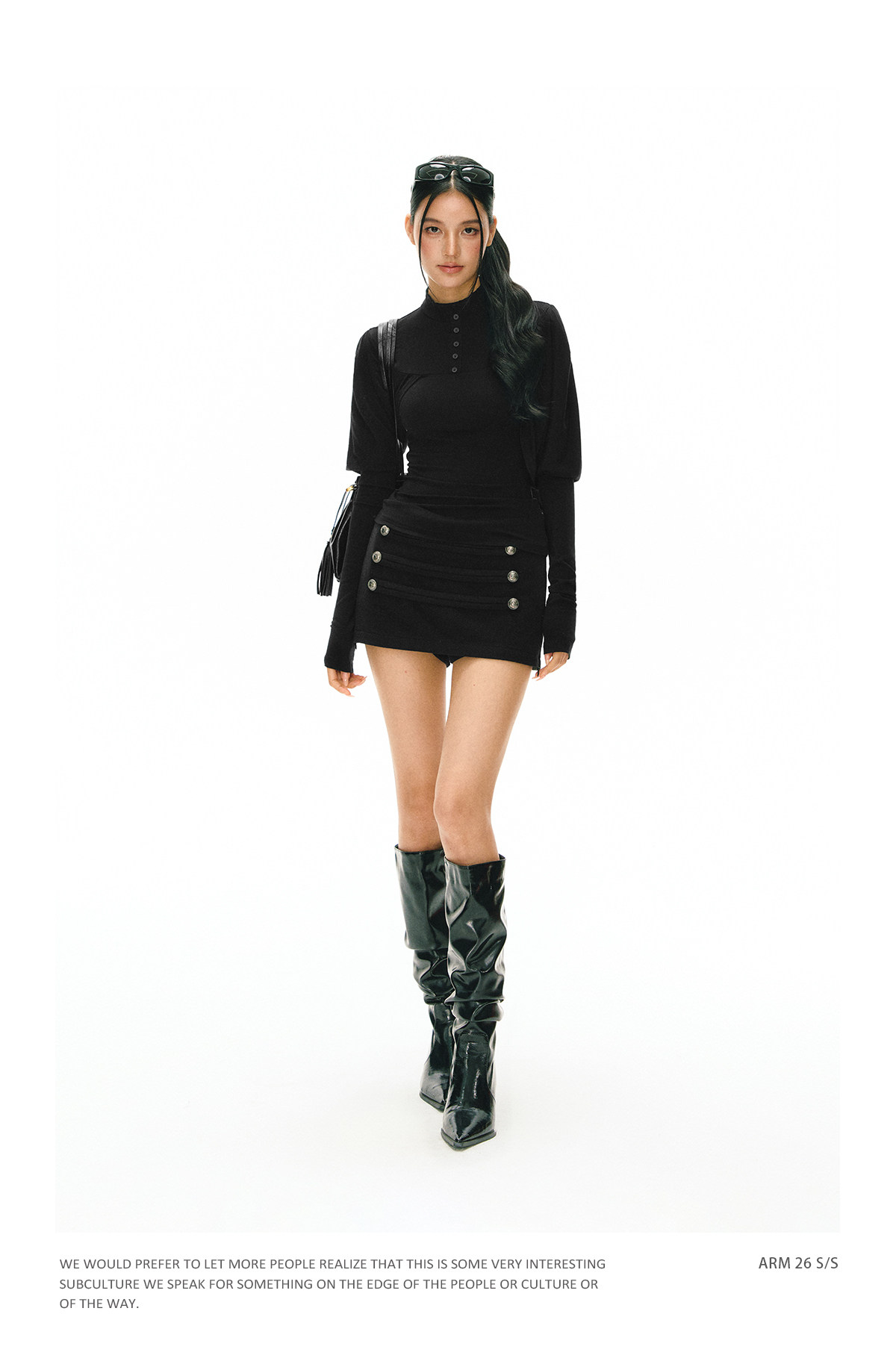 ARISEISM Black Low-Rise A-Line Mini Skirt