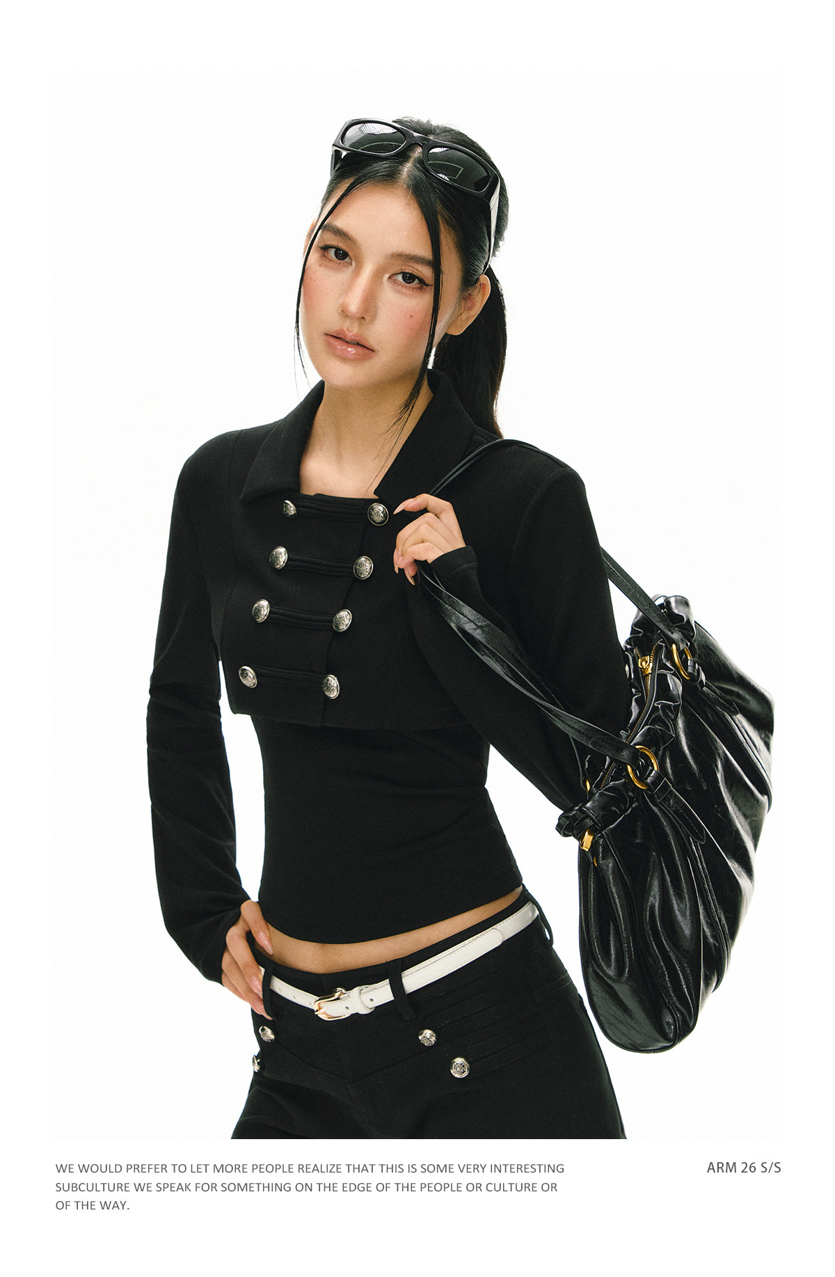 ARISEISM Black Cropped Cami Jacket Set