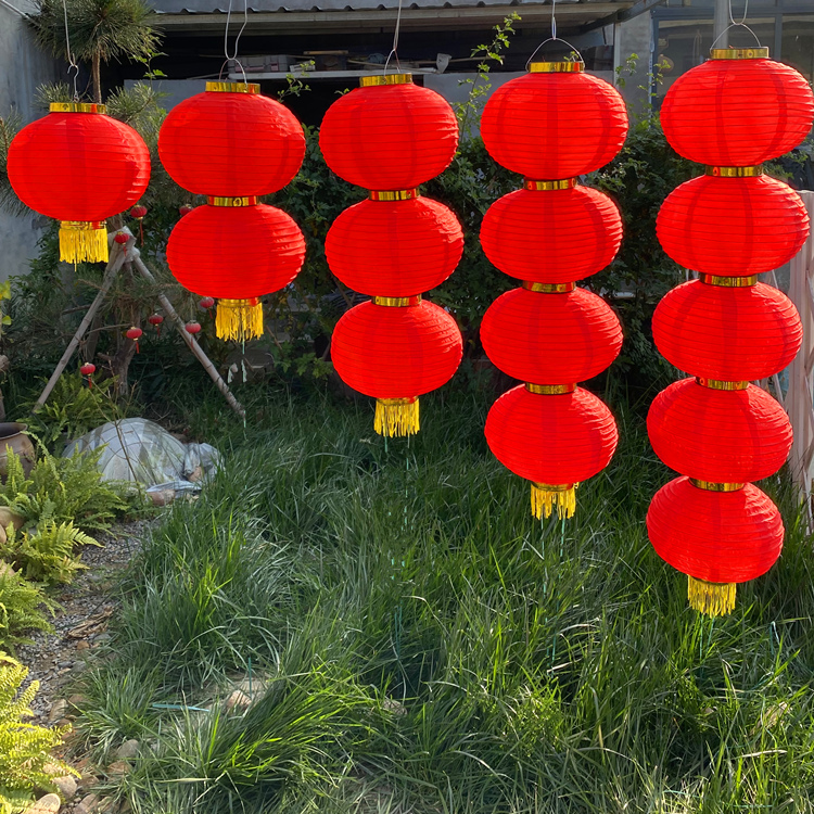 Big red lantern string three consecutive five series single outdoor waterproof satin lantern color custom advertising printing New Year