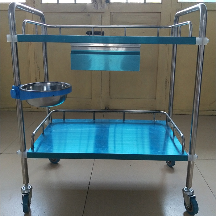 Thickened Treatment Car Medical Trolley Stainless Steel Hospital Surgery First Aid Small Stroller Embroidered Car Beauty Cart