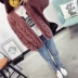 Mùa xuân 2018 mới áo len lỏng ngắn mùa xuân và mùa thu Hàn Quốc phiên bản áo len cổ chữ V có cổ xoắn áo cardigan len Cardigan