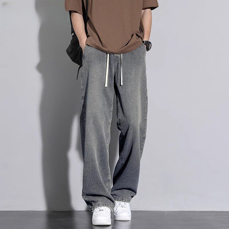Kangshi Yishu Starry Sky Pattern Jeans Men's Summer Thin Versatile Casual Loose Straight American-Style Wide-Leg Trousers